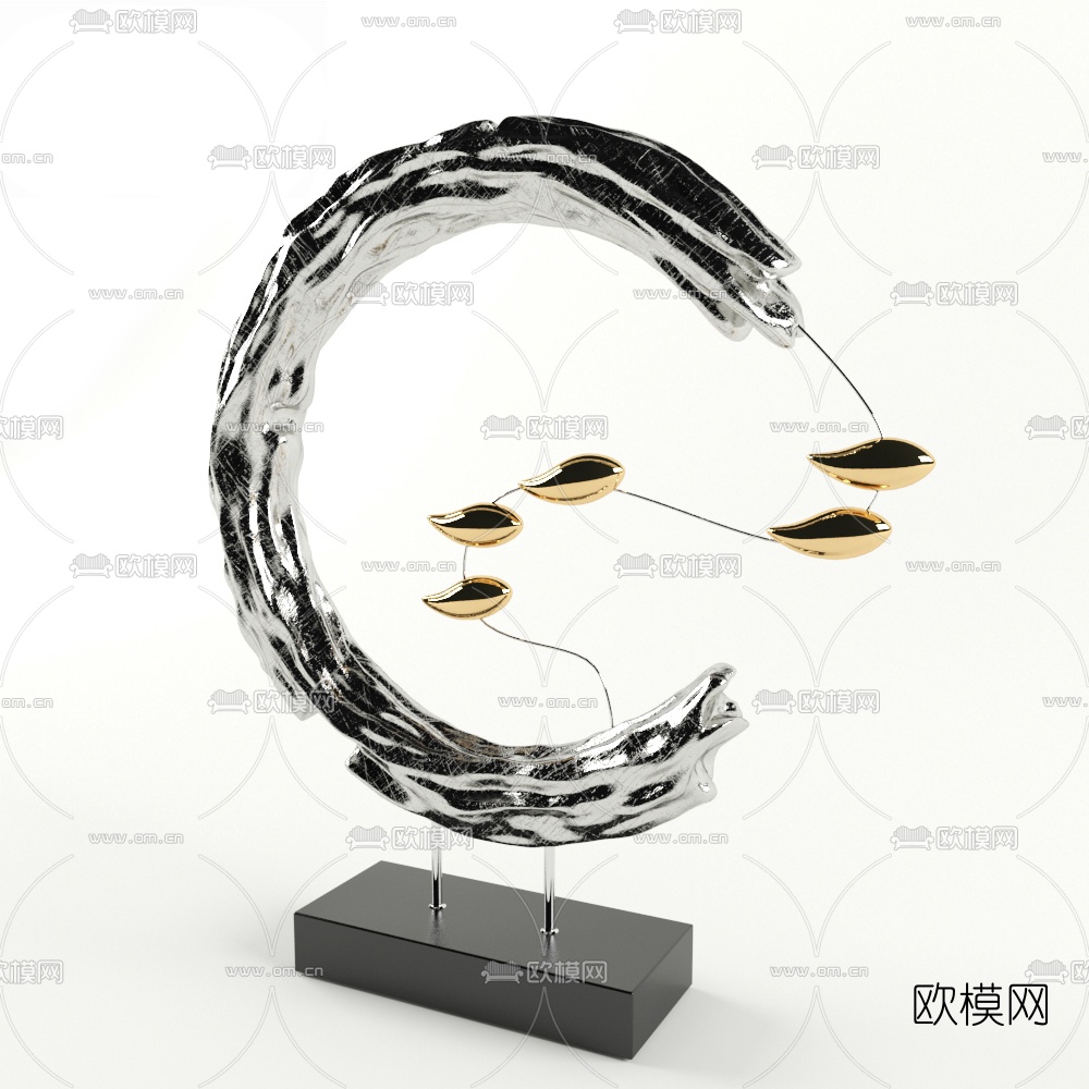 现代金属摆件组合3D模型