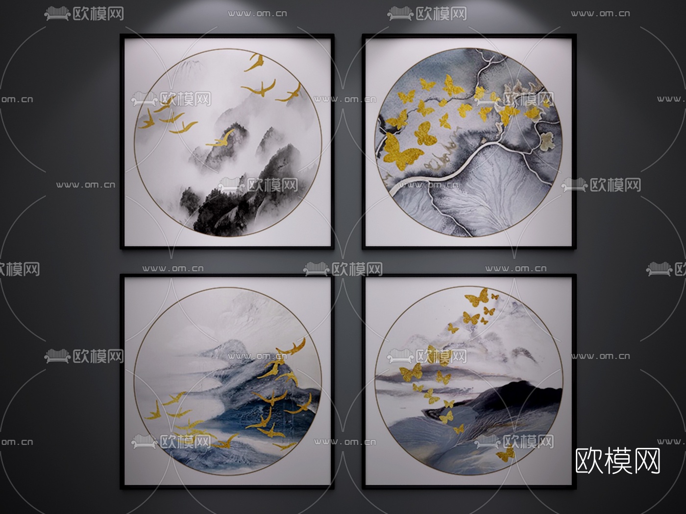 中式装饰画组合3D模型下载