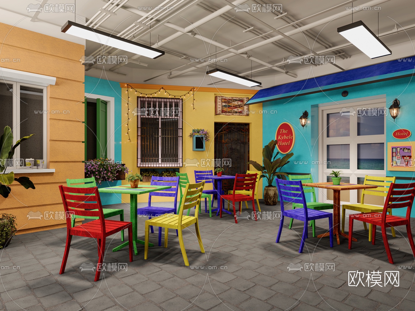 简欧商场休息区3d模型下载