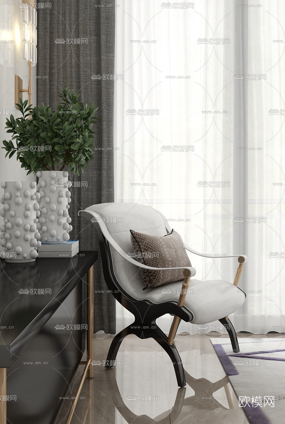 YORO御融现代休闲椅3D模型下载