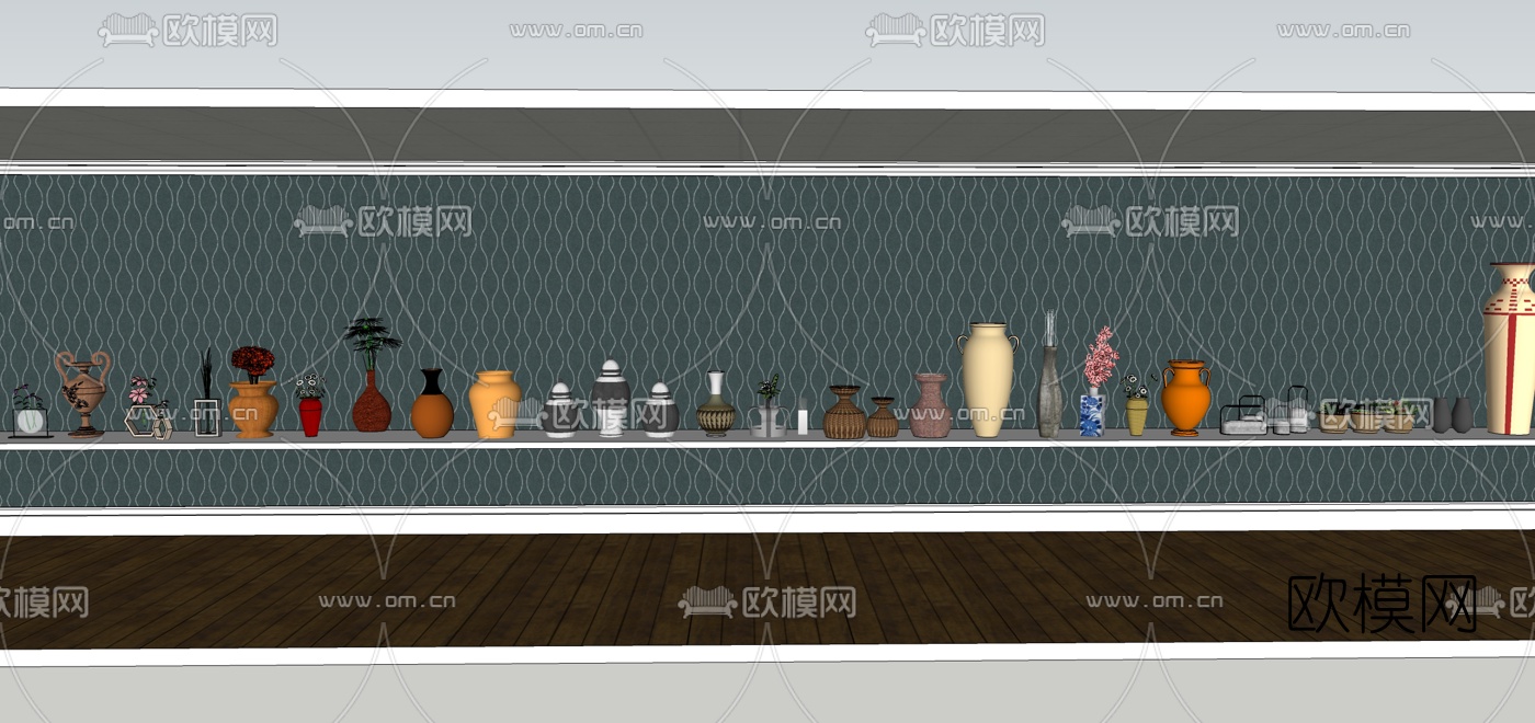 现代花瓶摆件组合su模型下载