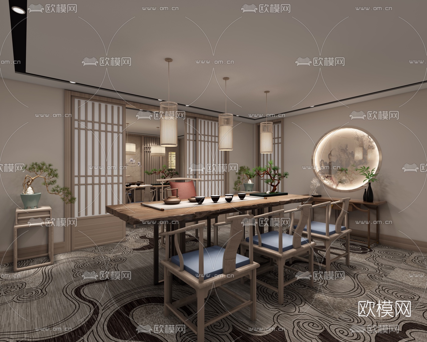 新中式茶室3d模型