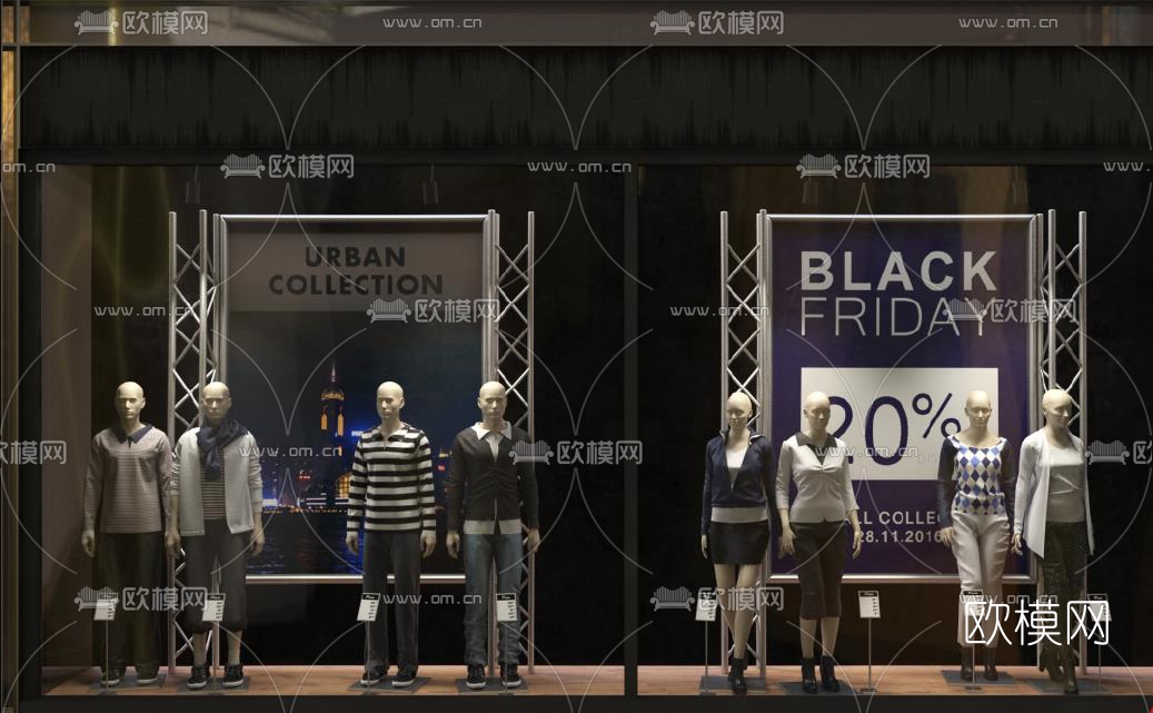 现代商场服装店模特3D模型