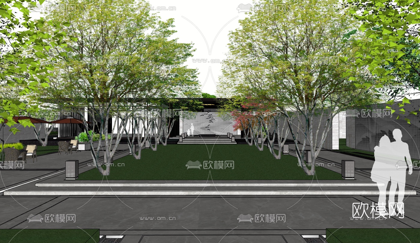 中式售楼处免费su模型下载（渲染图4）