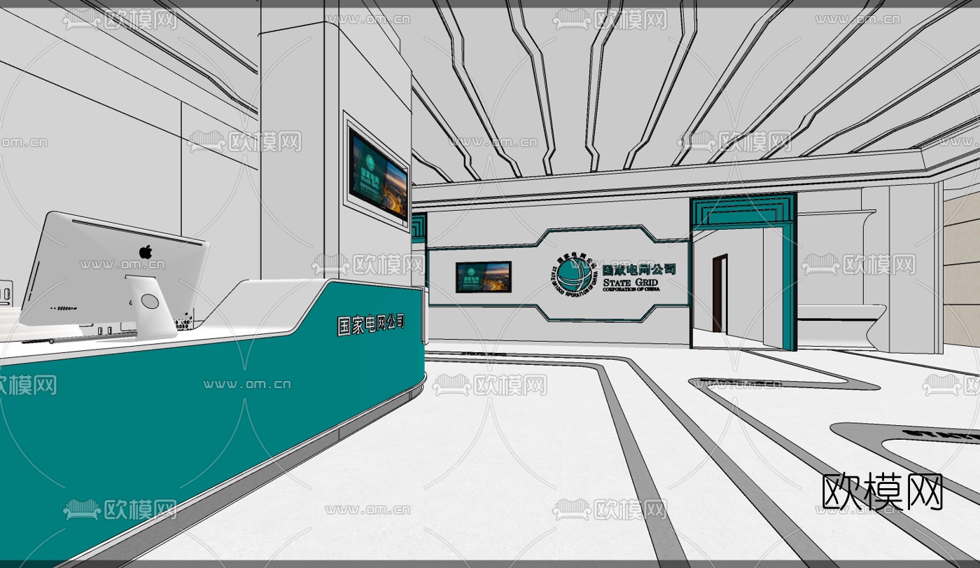 现代展厅su模型下载（渲染图6）