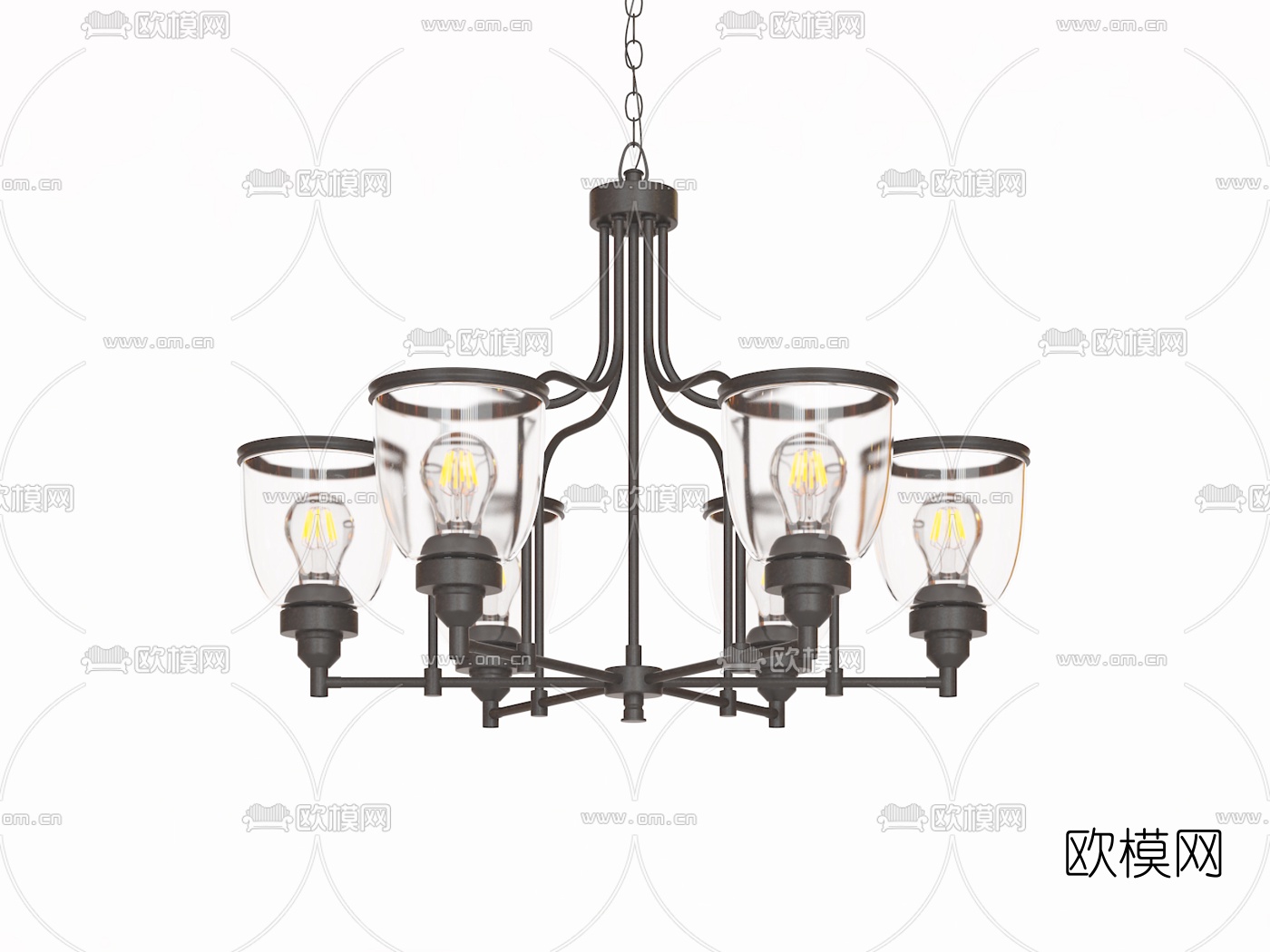 美式吊灯壁灯组合3d模型下载（渲染图4）