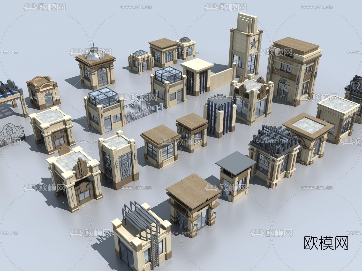 欧式建筑构件传达室保卫室3d模型下载（渲染图2）