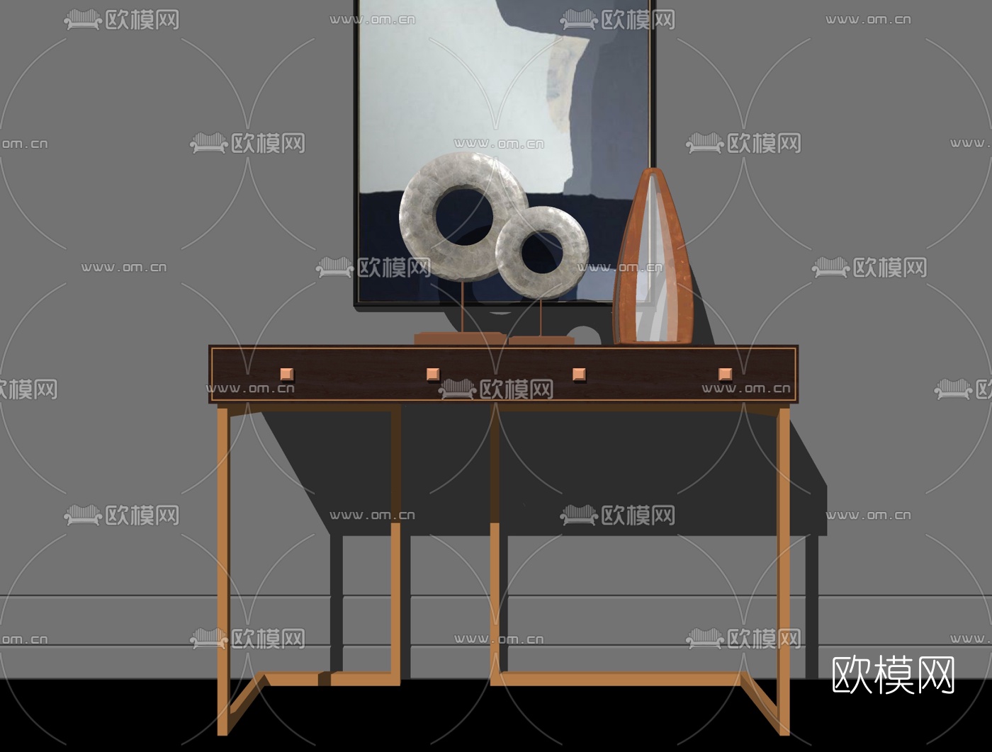 现代轻奢端景条案su模型