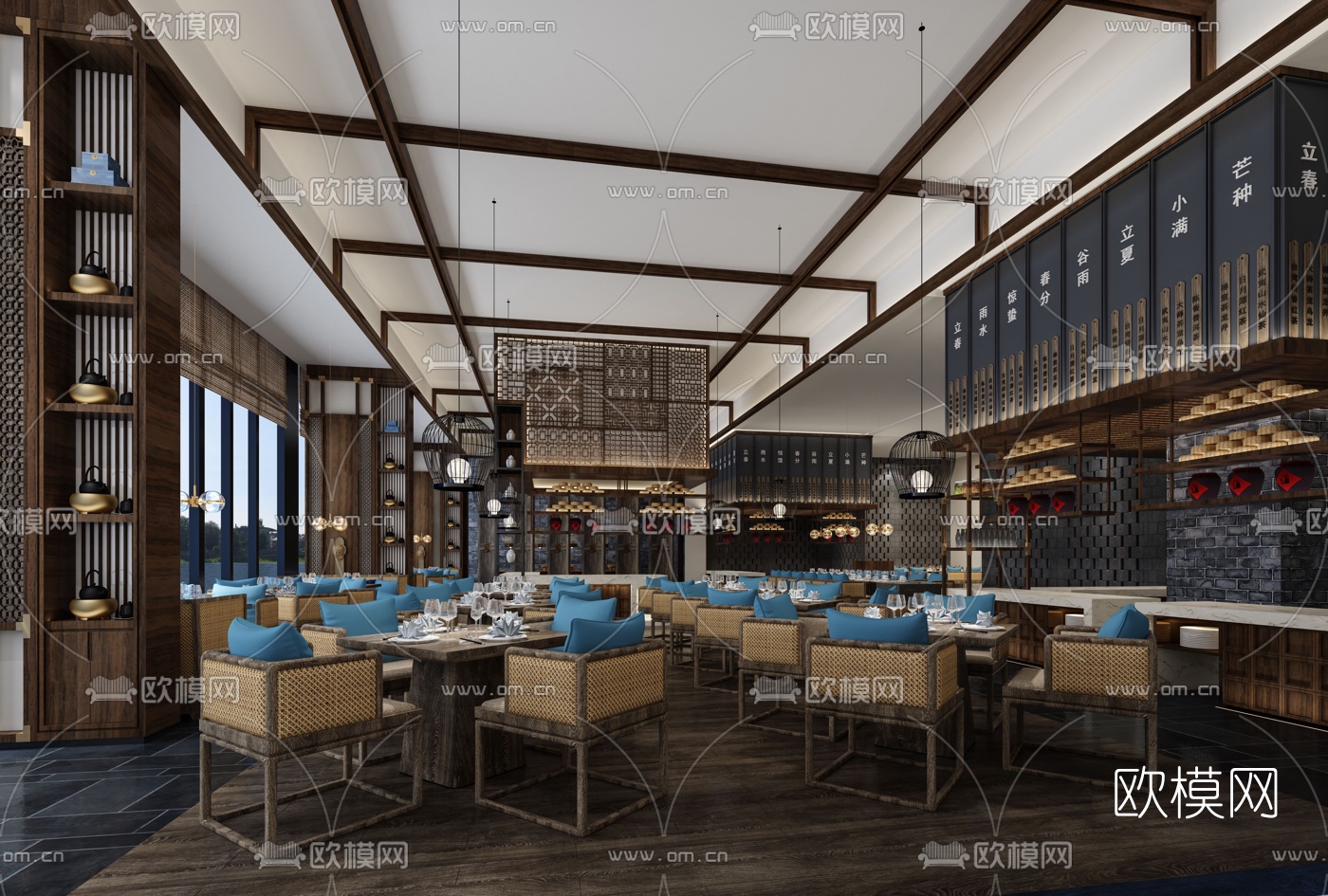 新中式中餐厅3d模型