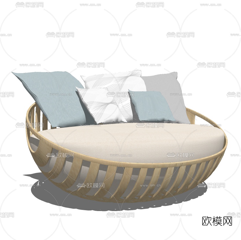 现代布艺单人沙发免费su模型下载