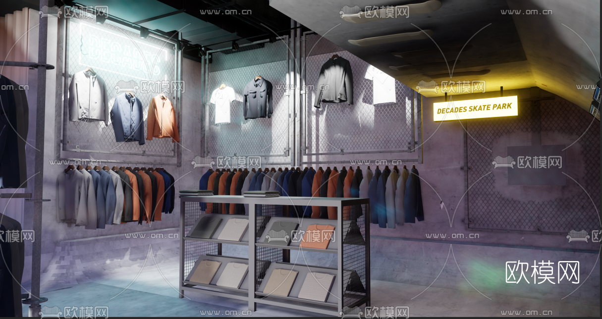 工业风服装店su模型下载（渲染图3）