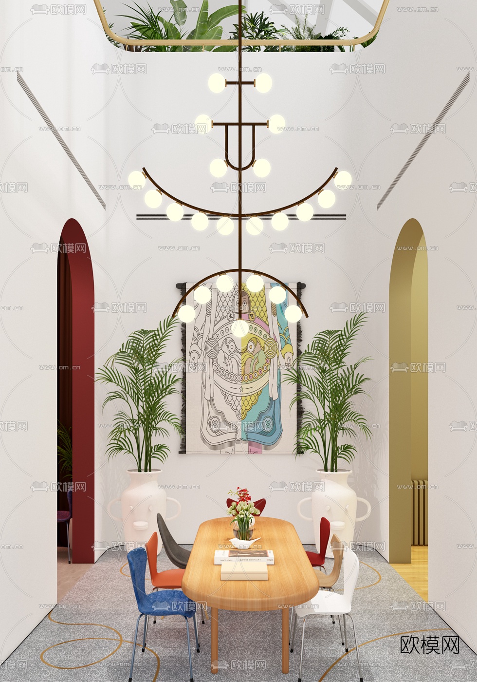 Jaime Hayon设计 现代原木餐桌椅3d模型下载