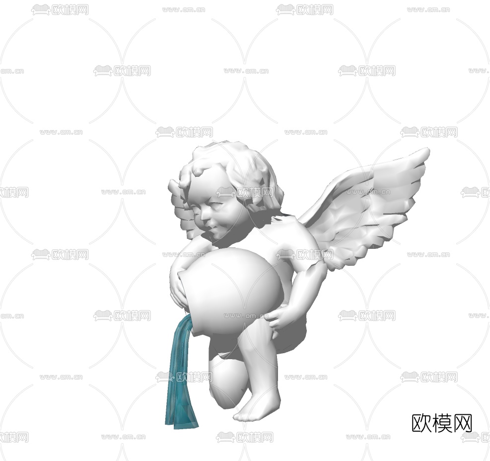 欧式小天使雕塑免费su模型下载