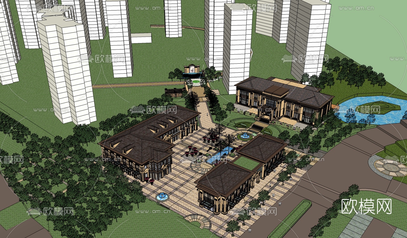 新古典酒店su模型下载（渲染图1）