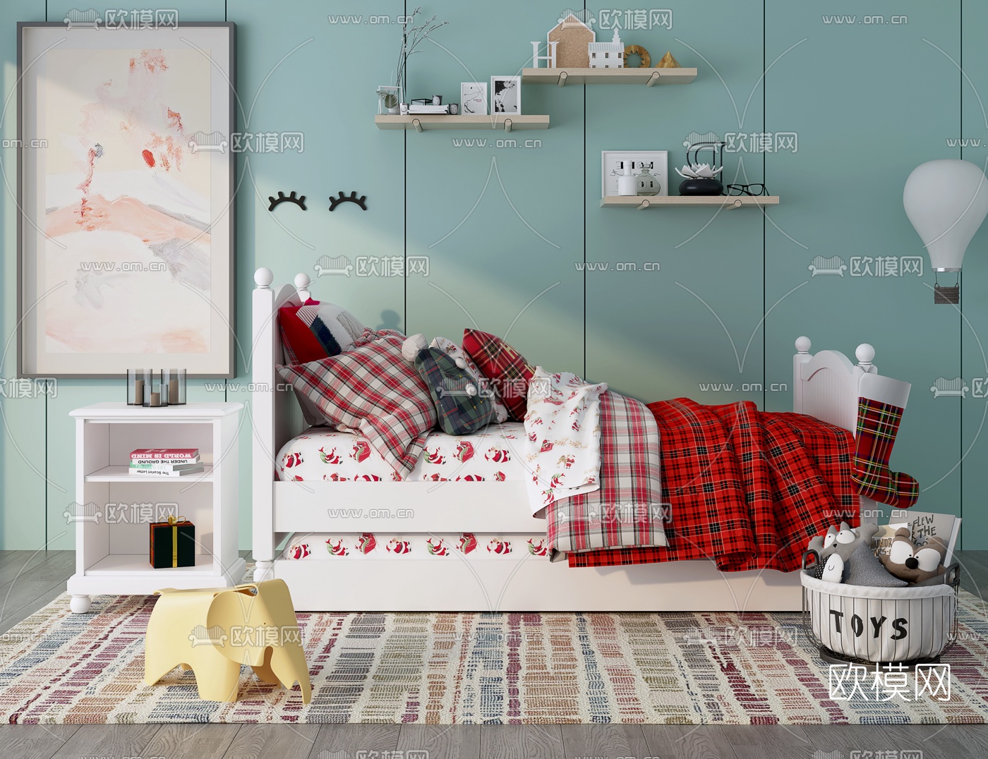 北欧儿童床3d模型下载