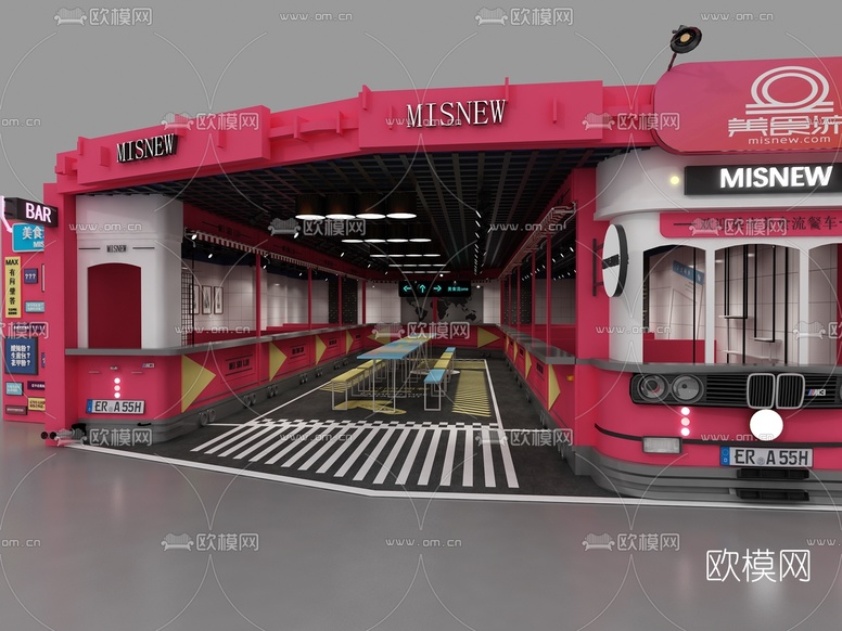 现代主题餐厅3d模型下载(渲染图3)