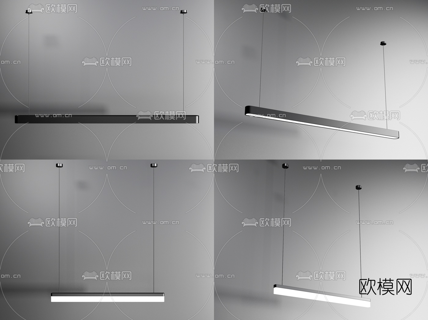 现代办公吊灯组合3D模型下载（渲染图1）