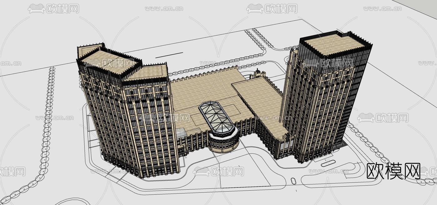 新古典酒店su模型下载（渲染图1）