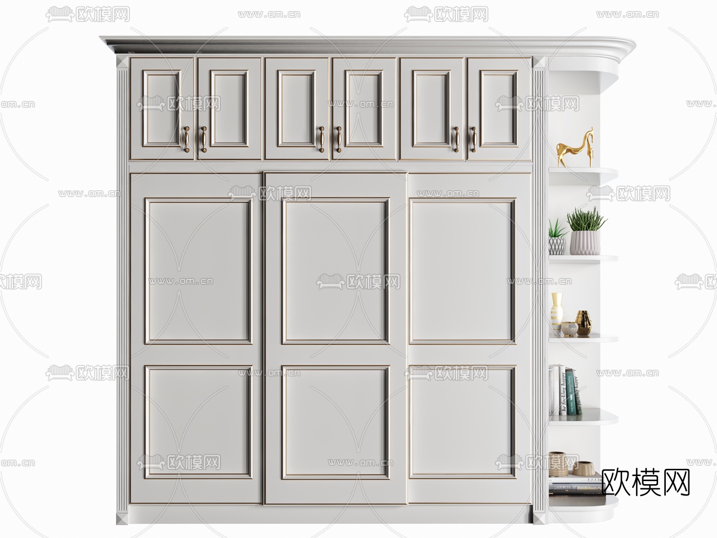 简欧实木衣柜3d模型下载（渲染图5）
