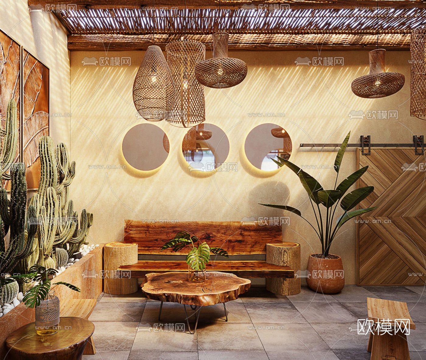 东南亚咖啡厅3d模型下载（渲染图4）