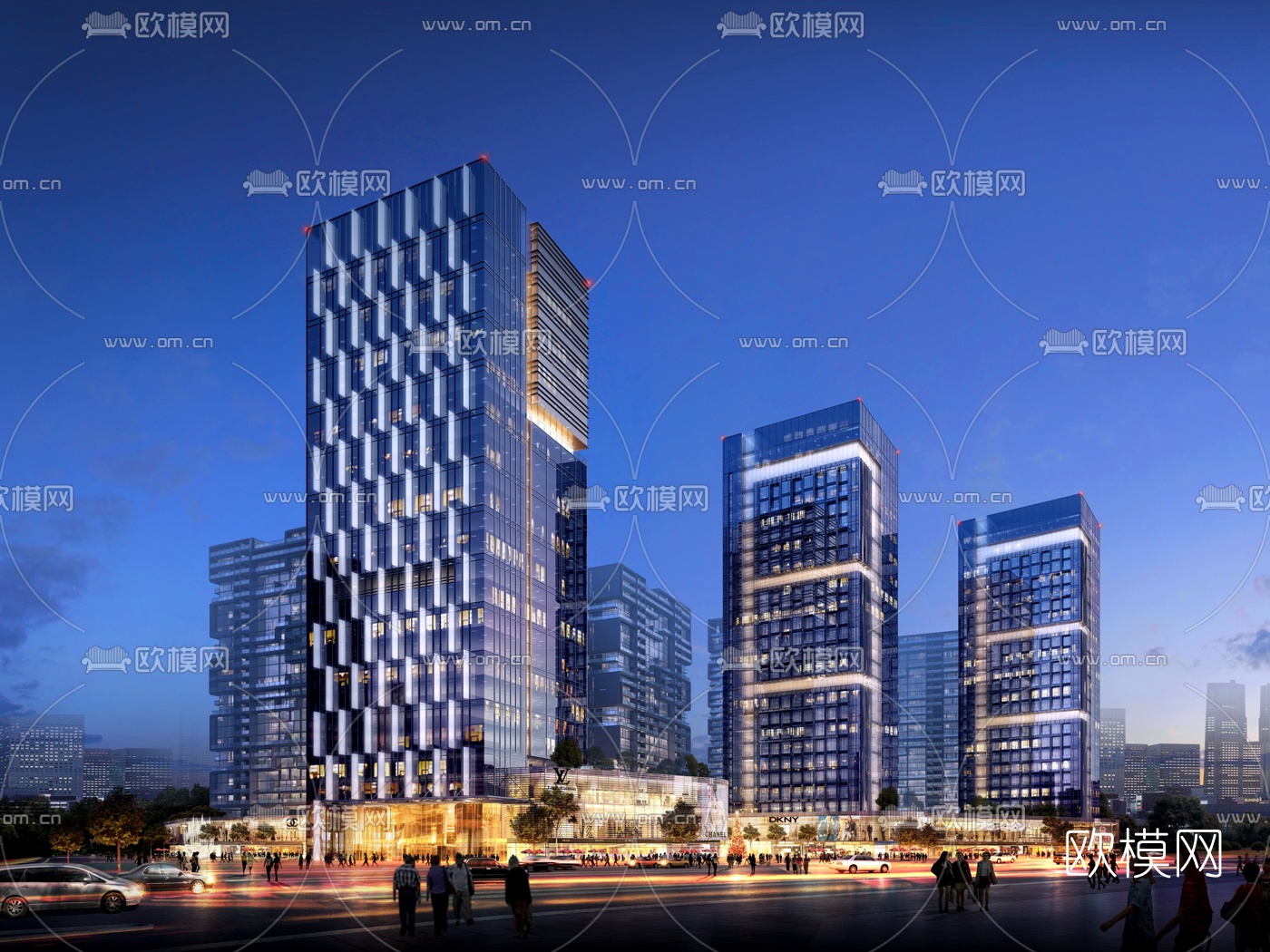 现代商业办公楼建筑外观3d模型下载