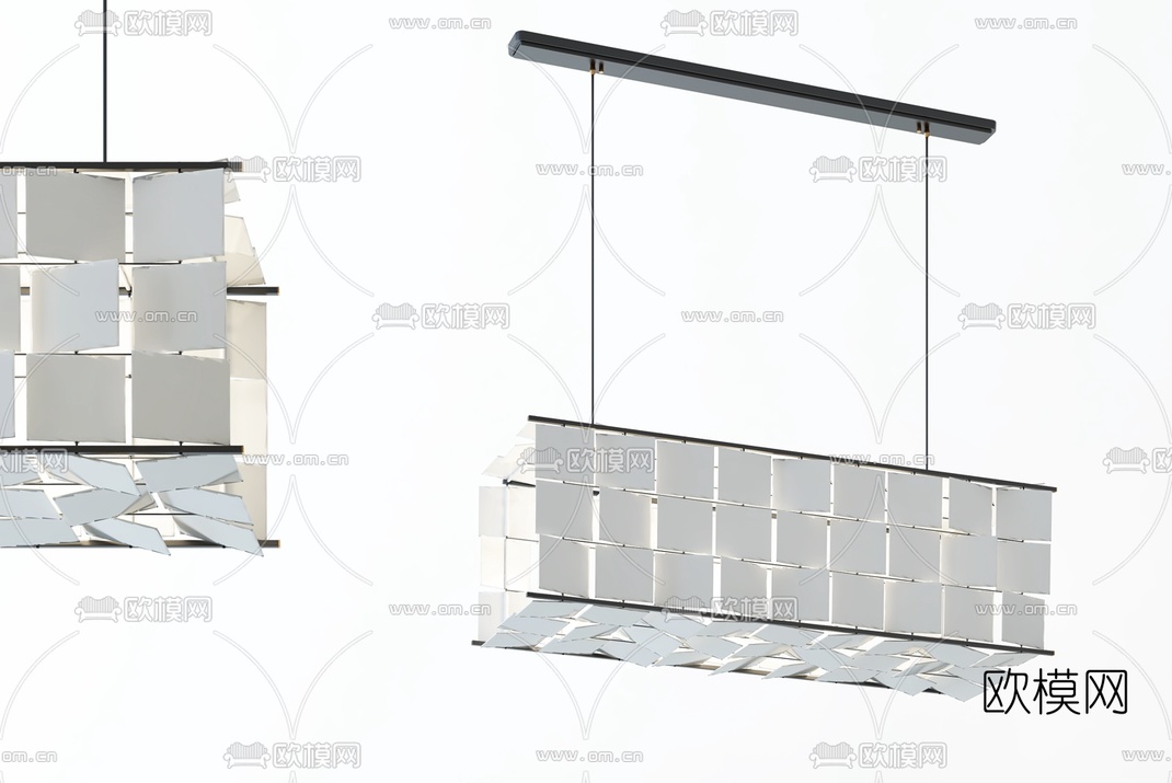 现代方形吊灯3d模型下载_ID10296910_3dmax免费模型-欧模网