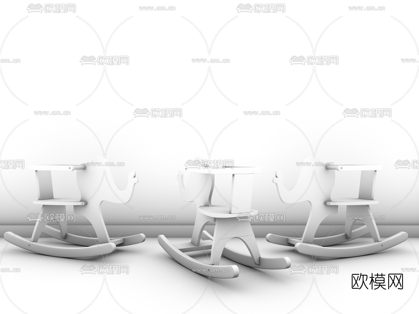 现代儿童玩具摇椅3d模型下载（渲染图2）