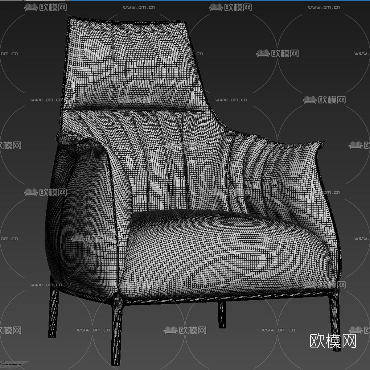现代皮革单人沙发组合3D模型-免费3dmax模型库-欧模网
