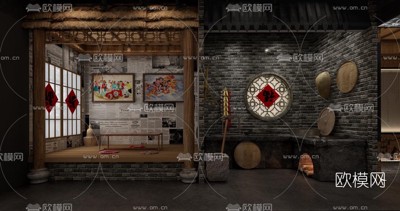 现代民俗博物馆展厅3d模型