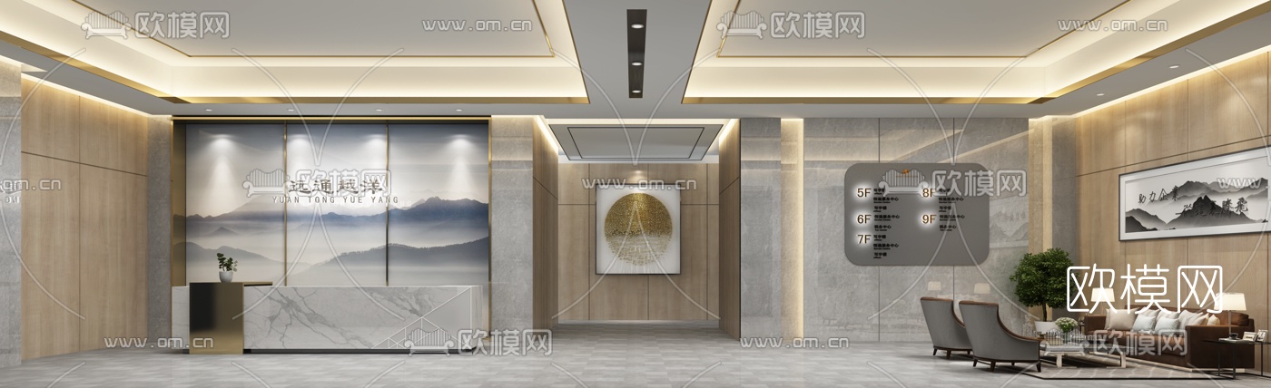 现代酒店大堂3d模型免费下载