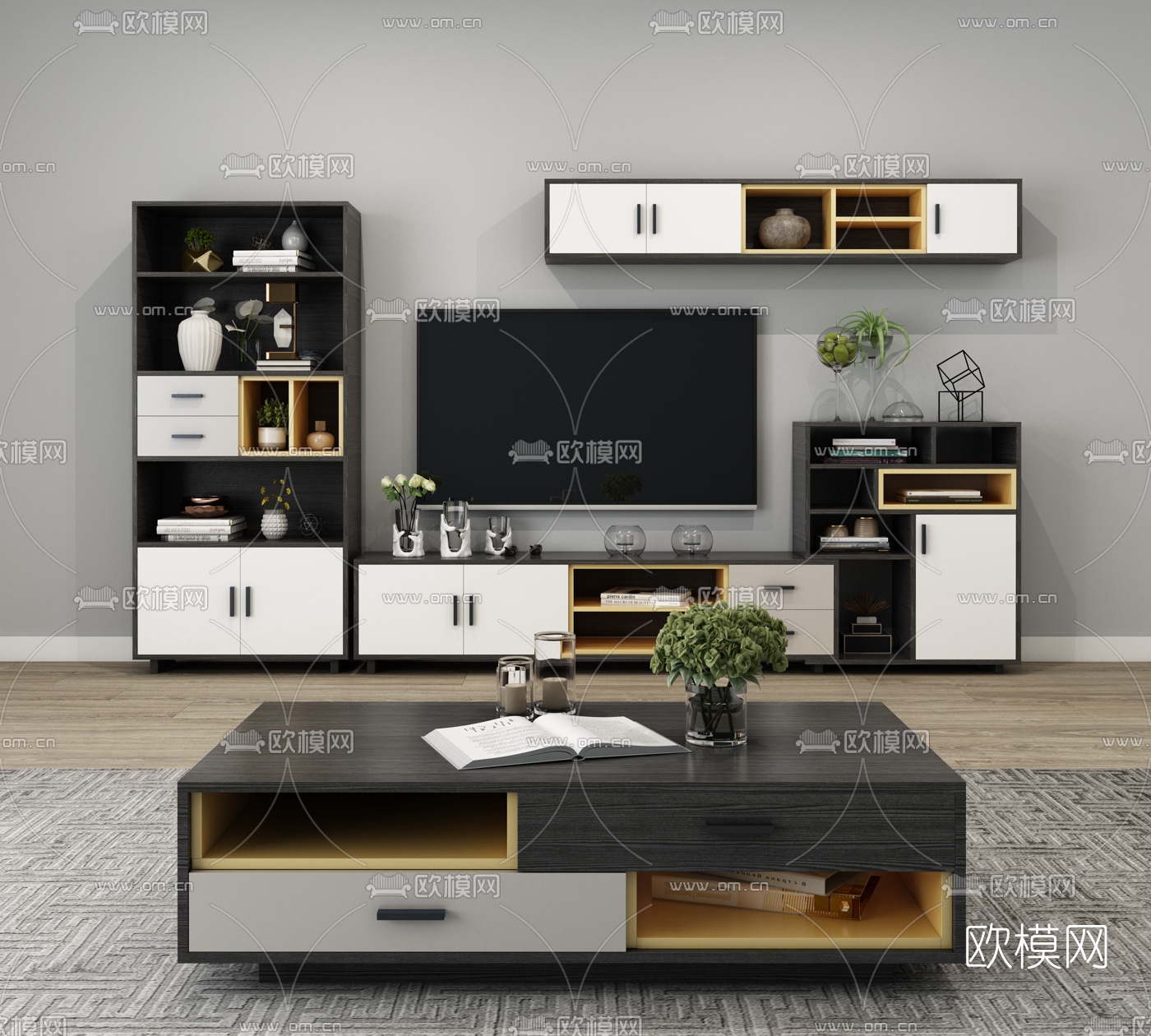 北欧组合式电视柜茶几3d模型