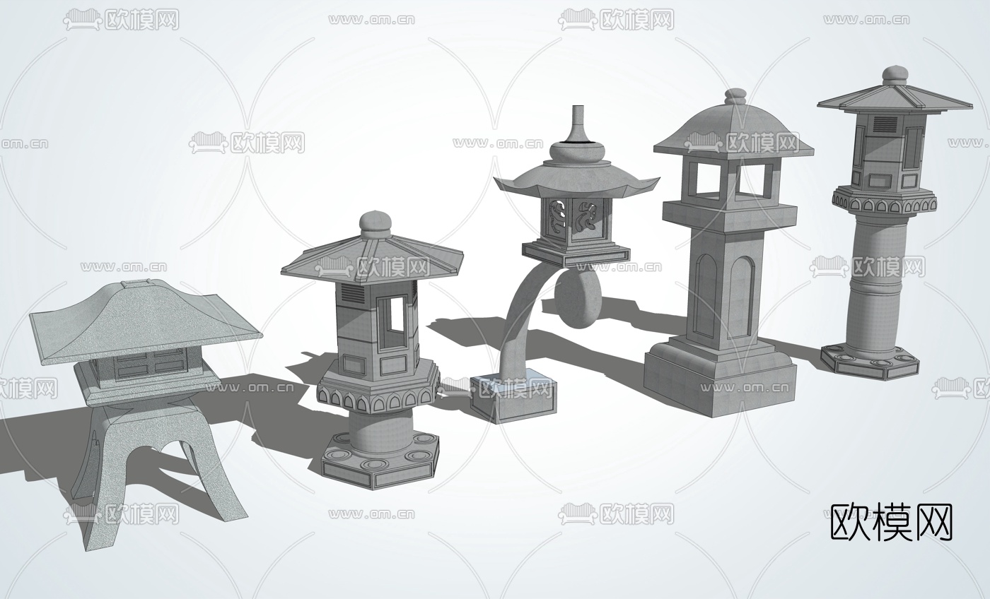 中式禅意石灯su模型下载（渲染图2）