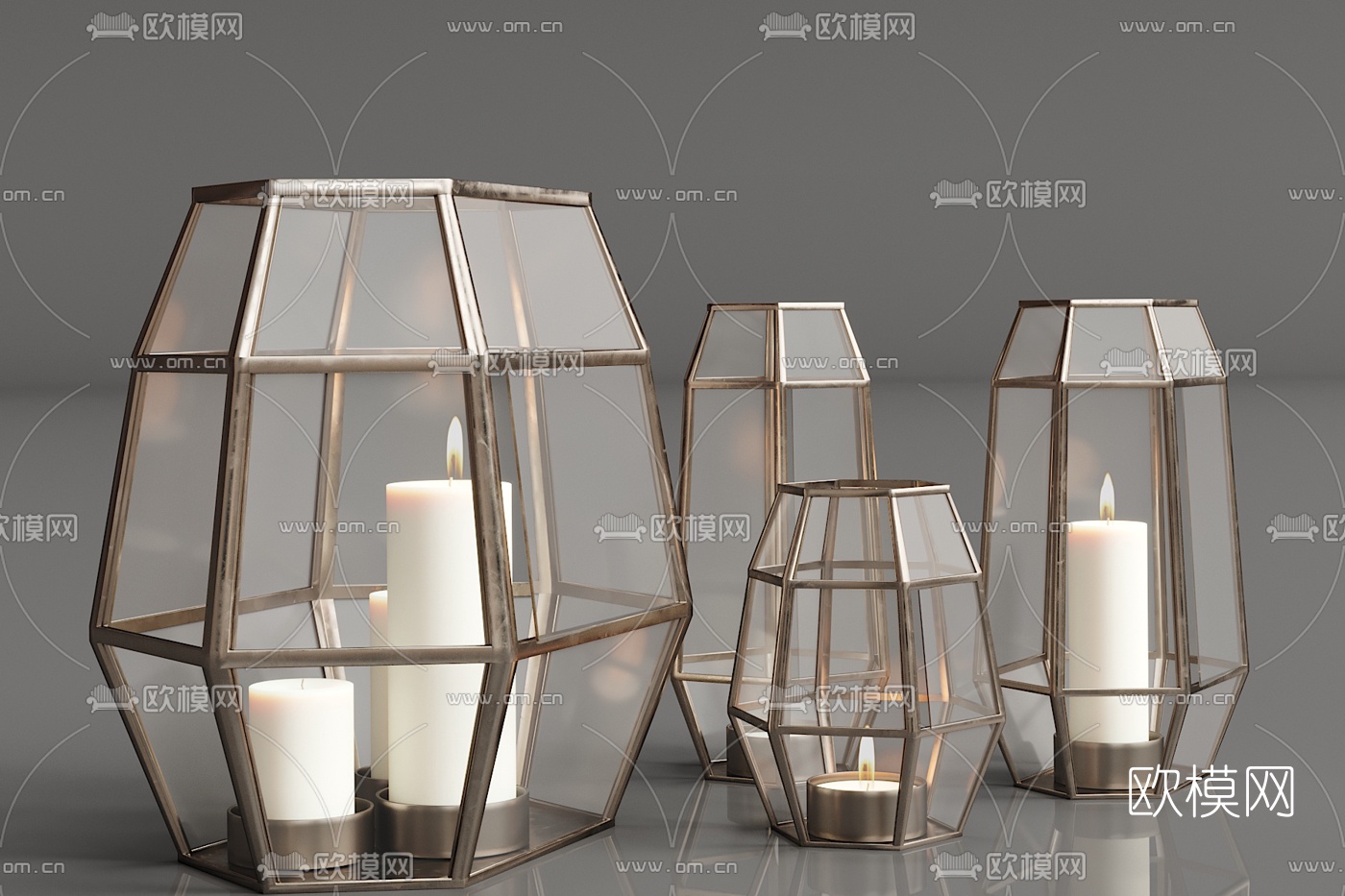 现代金属烛台灯3d模型
