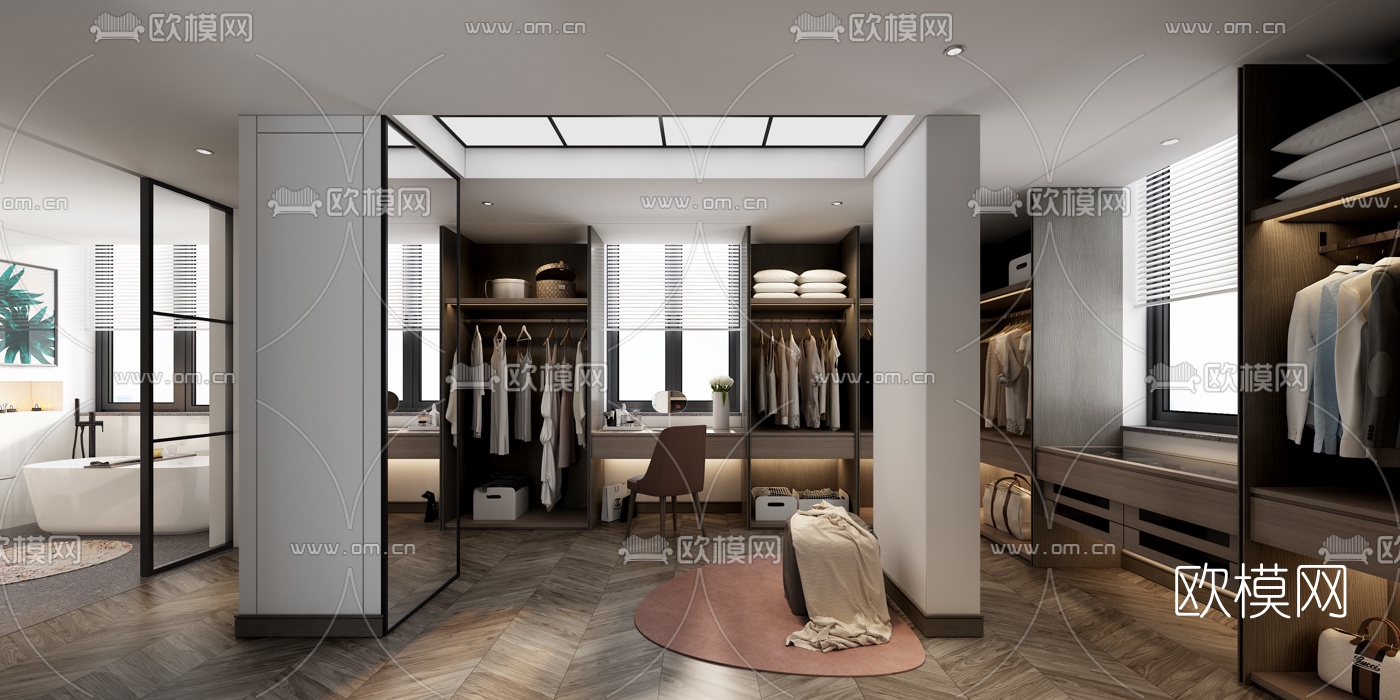 北欧衣帽间3d模型下载