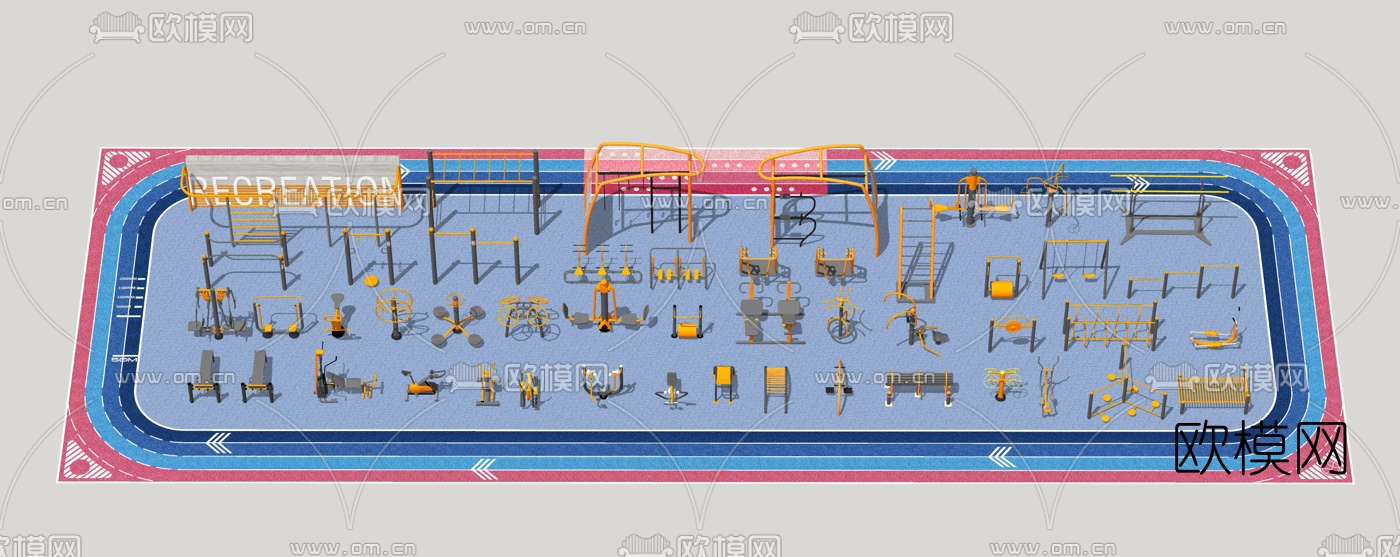 现代户外健身运动器械su模型下载（渲染图3）