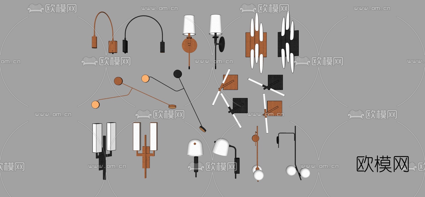 现代壁灯组合su模型下载