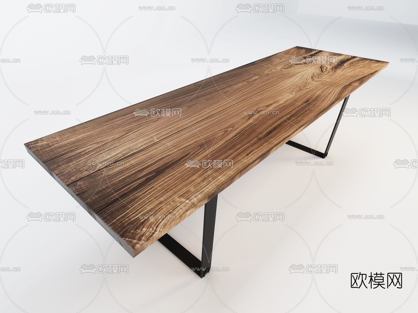 意大利Riva1920品牌 现代原木长方形餐桌3d模型下载（渲染图2）