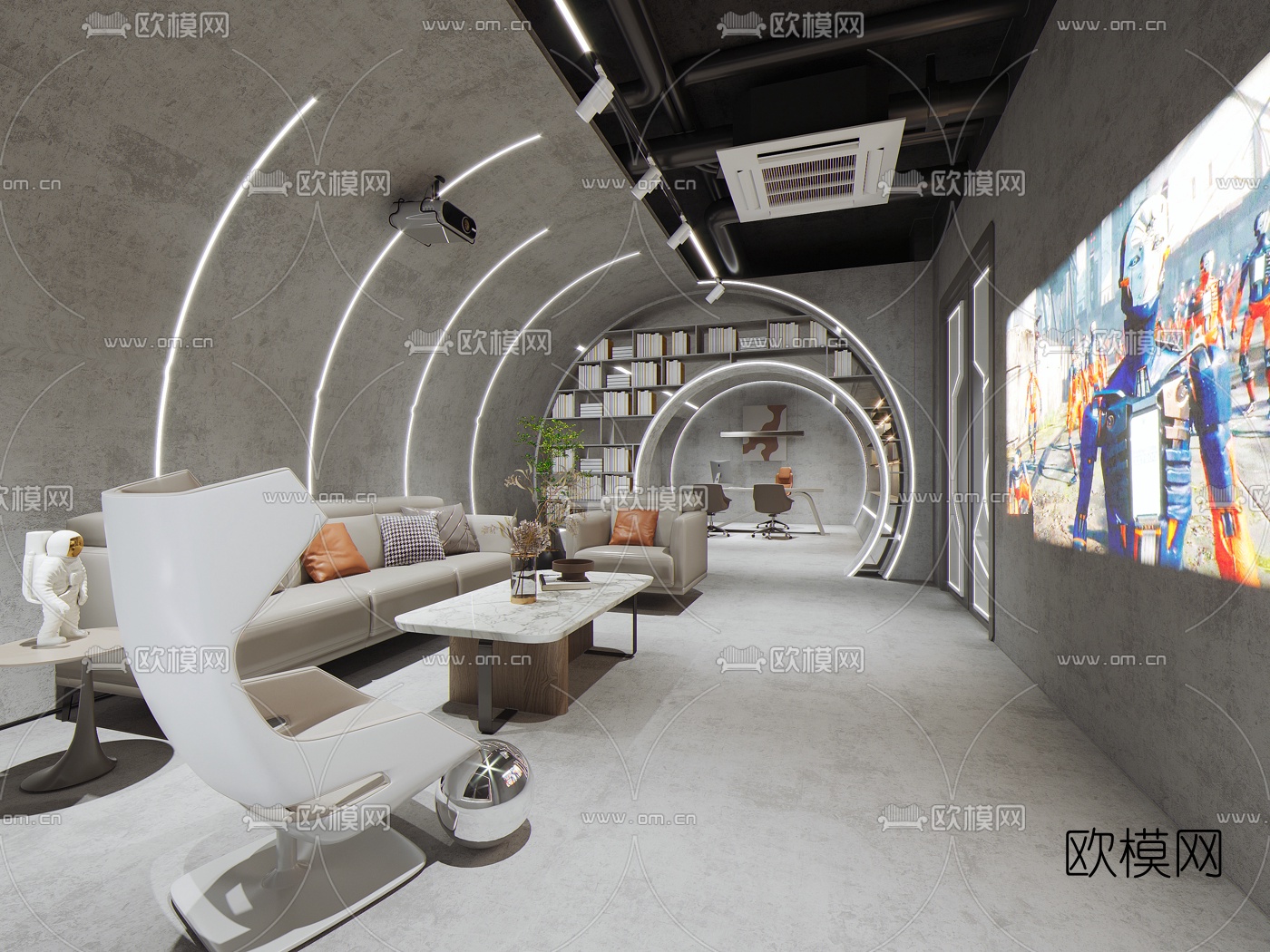 工业风总经理办公室3d模型下载