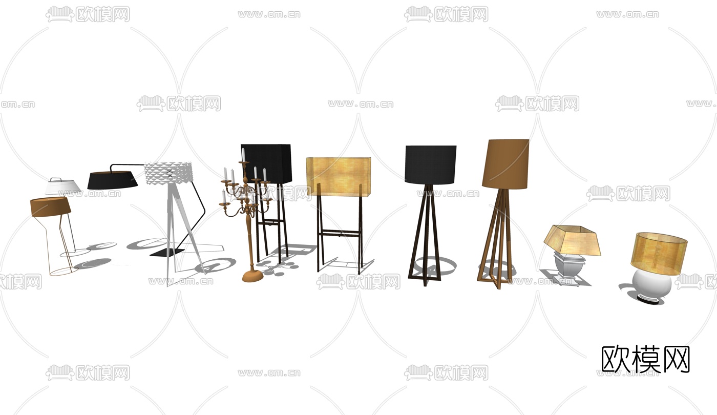 现代落地灯台灯组合su模型下载