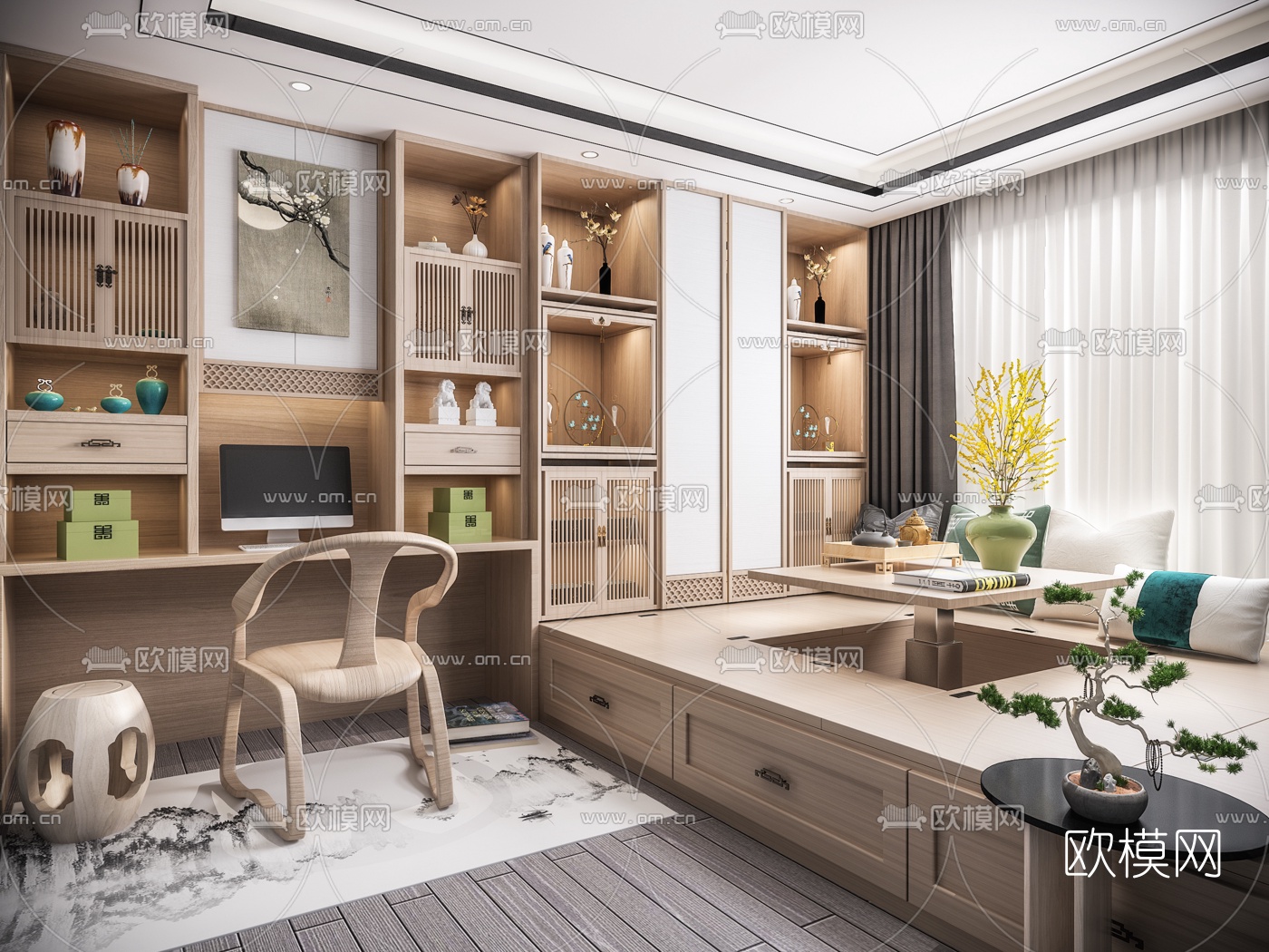 日式榻榻米茶室3d模型