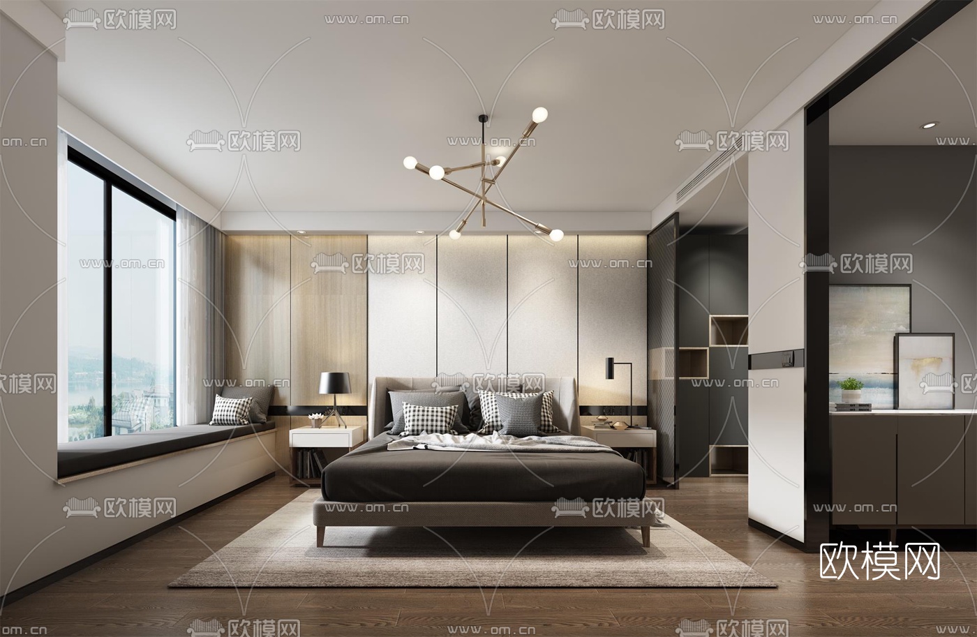 现代卧室3D模型下载_ID10443984_3dmax免费模型-欧模网