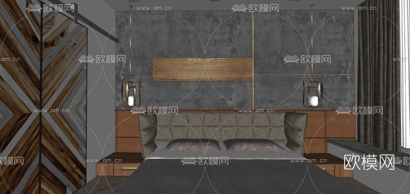 现代轻奢客餐厅su模型下载（渲染图25）