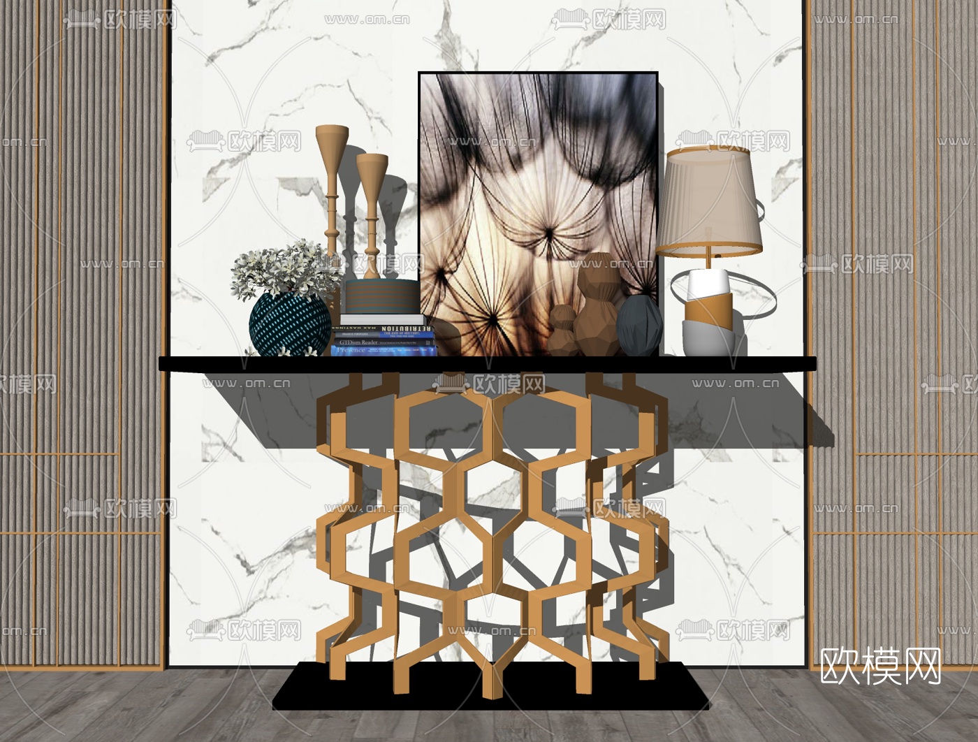 后现代轻奢端景台su模型下载