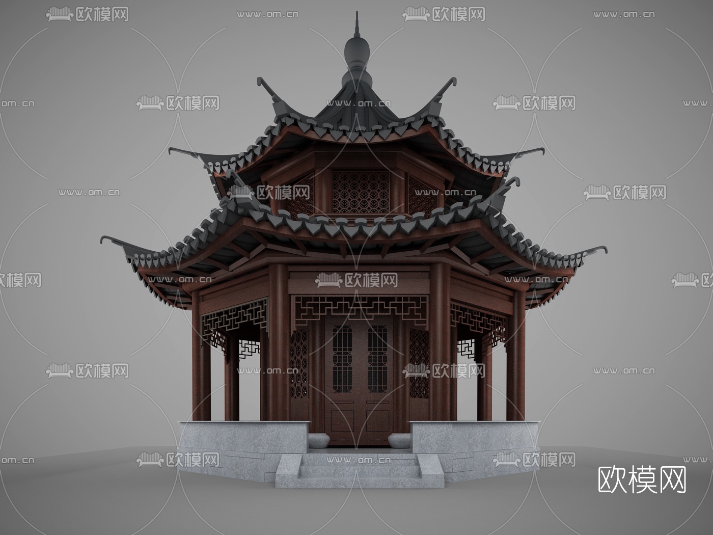 中式古建築閣樓3d模型