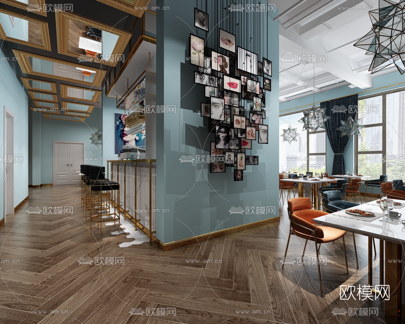 现代西餐厅3d模型