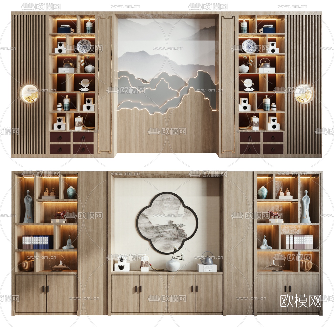 新中式装饰柜3d模型