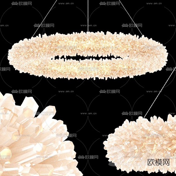 现代钻石水晶吊灯3d模型下载