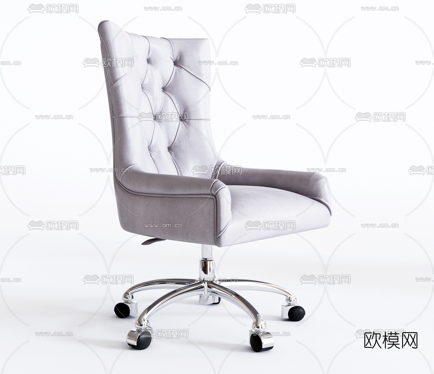 意大利Rugiano简欧皮革休闲椅办公椅组合3D模型下载（渲染图2）