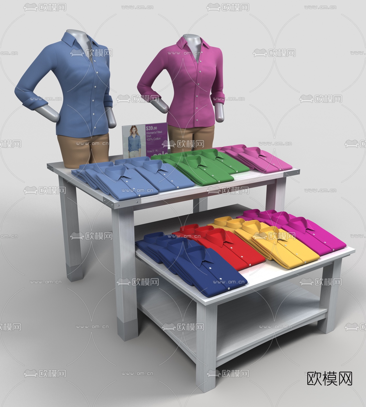 现代男士服装展柜3d模型