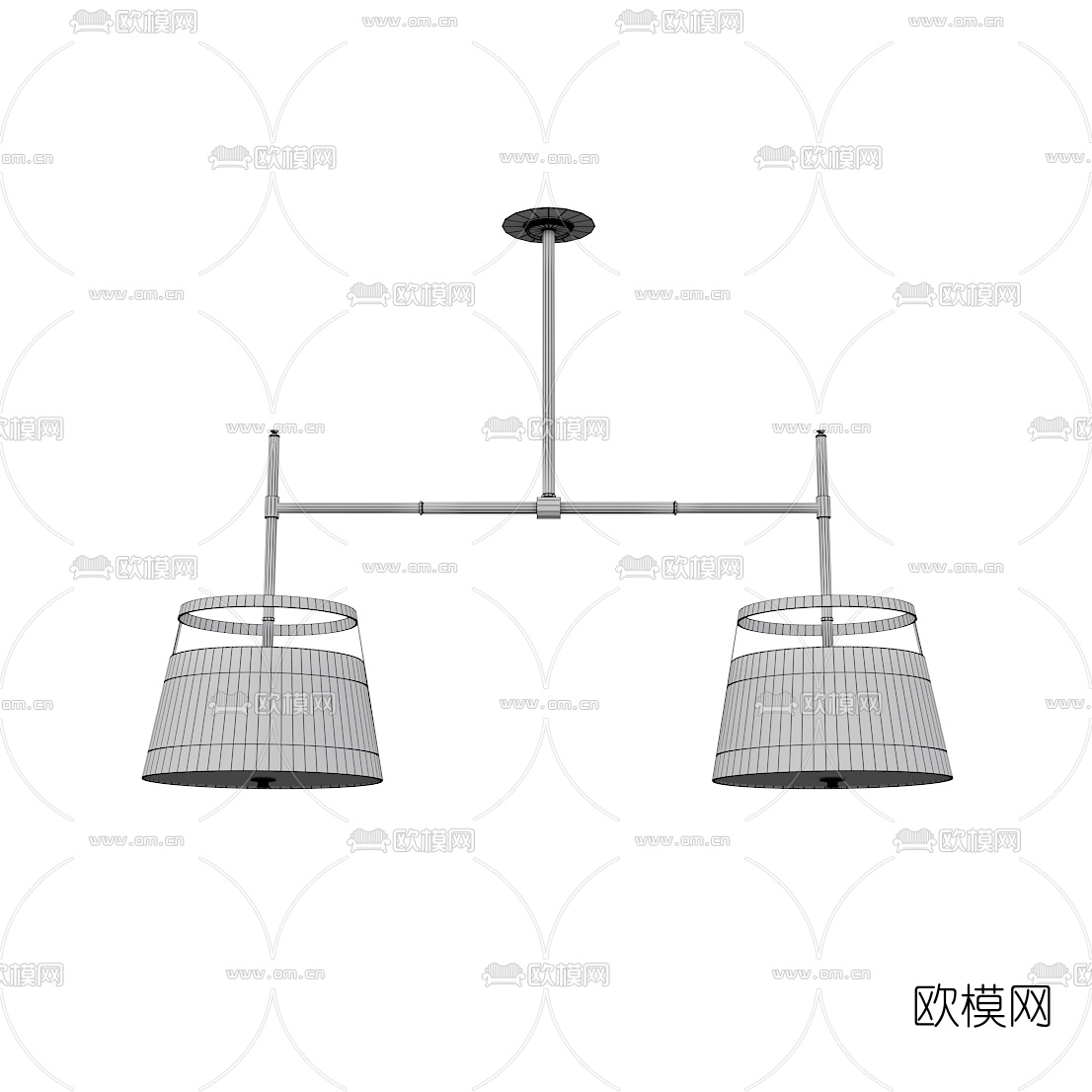 工业风双头吊灯3d模型下载（渲染图2）